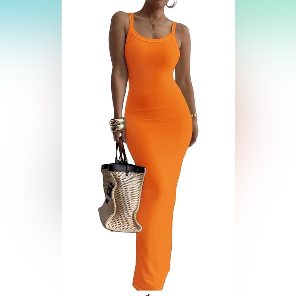 Long Dress Casual Slip Sexy Slim Sleeveless Bodycon Maxi Dress 

8016